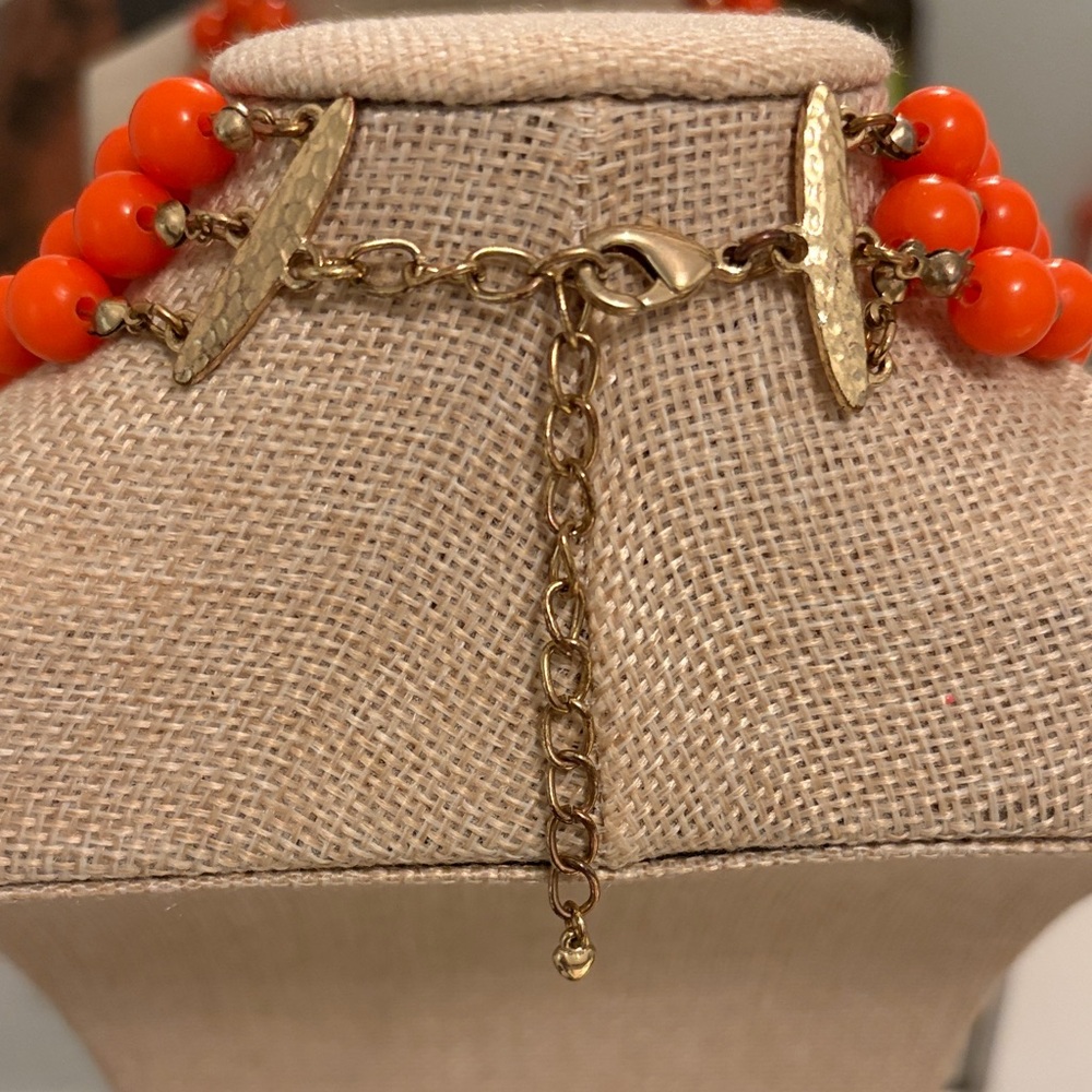 Vibrant Beaded Necklace with Aqua and Coral Hues - Picture 6 of 8